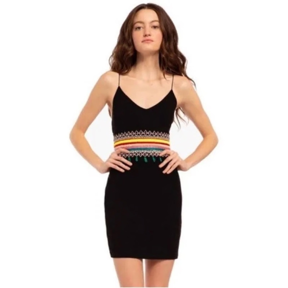 alice + olivia loralee cutout embroidered crepe mini dress black embellished